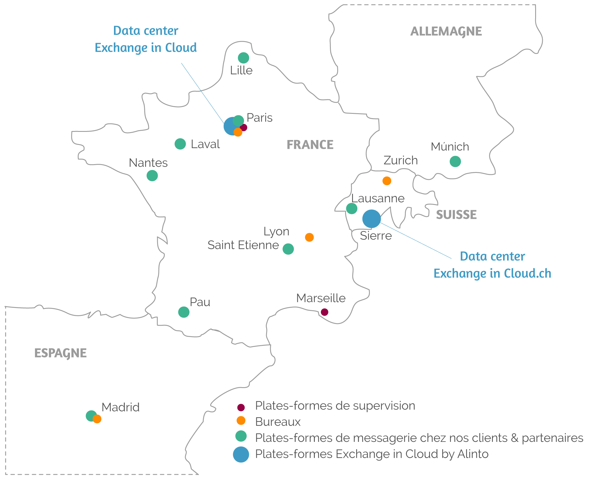 Carte des hébergements email cloud sécurisés