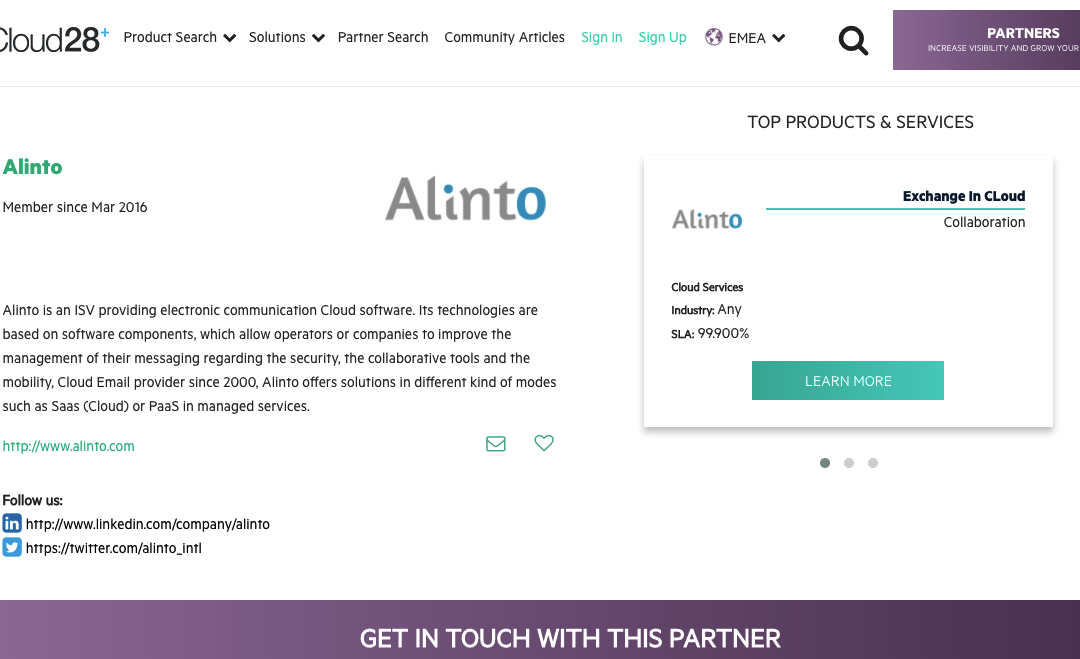 Alinto takes part in Cloud28+ community