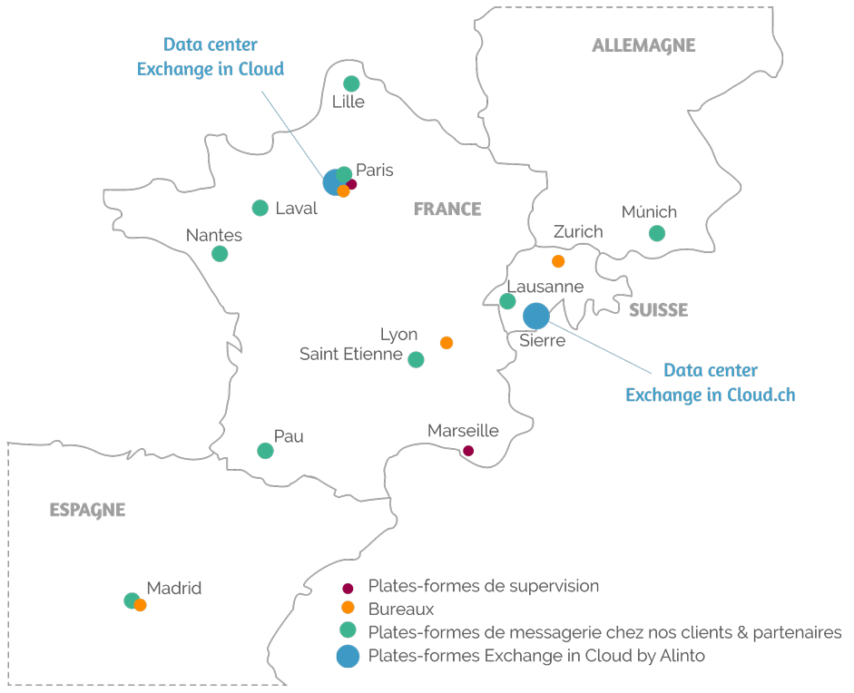 Carte des hébergements email cloud sécurisés